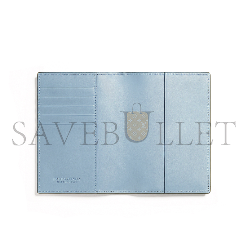 B0tt*ga Ven*ta INTRECCIATO PASSPORT CASE GREEN TWEED MINERAL 749441VCPQ63825 (13.6*9.5*0.5cm)
